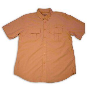 Clearwater Outfitters XL Fishing Salmon Orange Shirt Men Vented Button Up Vented